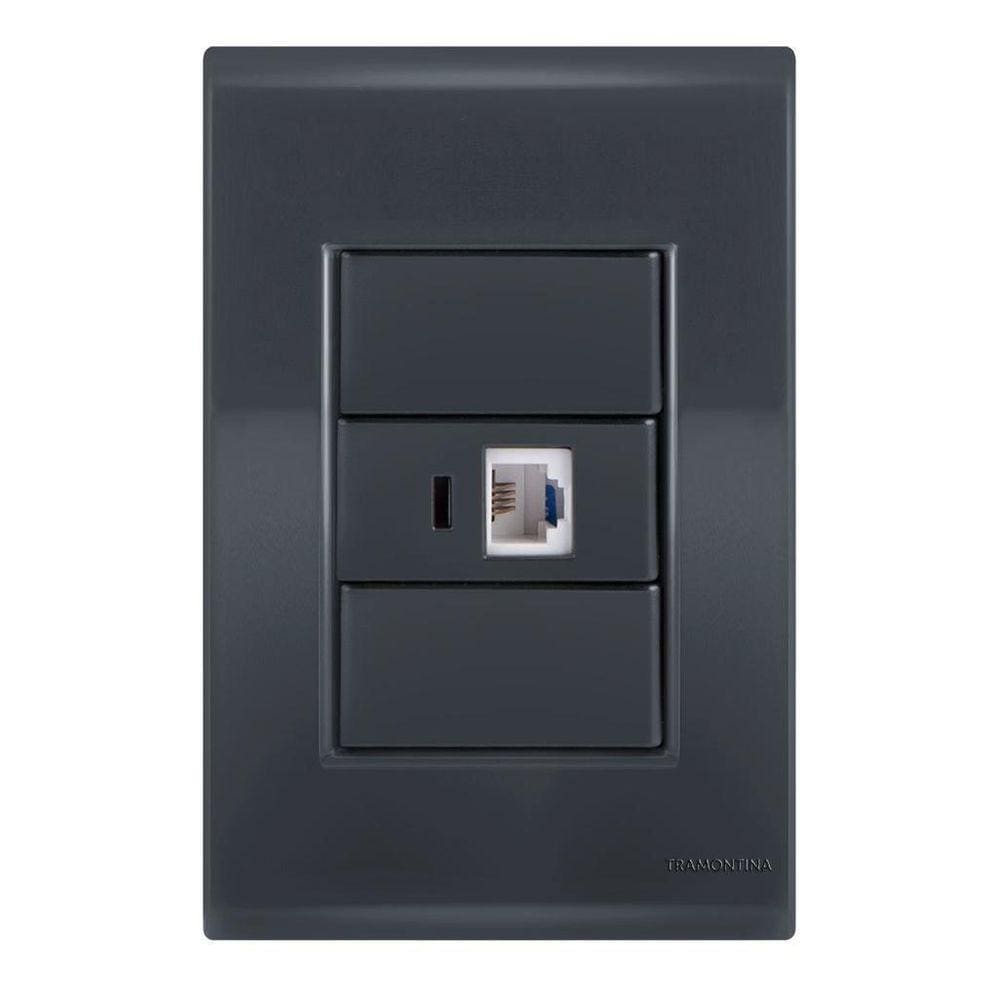 Conjunto 1 Tomada Telefone Rj11 - Tramontina Liz Grafite