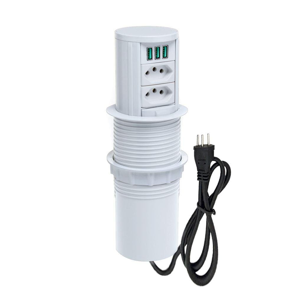 Torre De Tomada Totem Slim Manual 2 Tomadas 10A 3 USB 5.2A