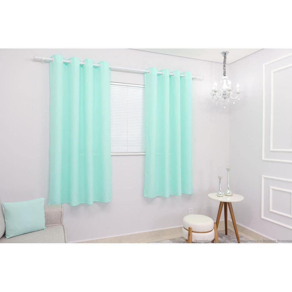 Cortina Lana Verde-Água Oxford 300X180 Para Sala/Quarto