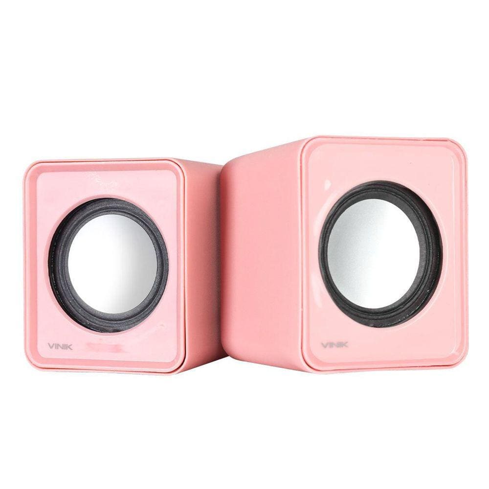 Caixa De Som 2.0 Usb 5V 2X 1W Controlador Volume Rosa Vs-01R