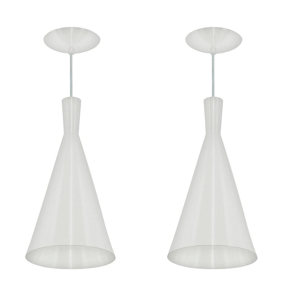 2 Pendentes Tom Dixon Funil Corneta Branco com Branco
