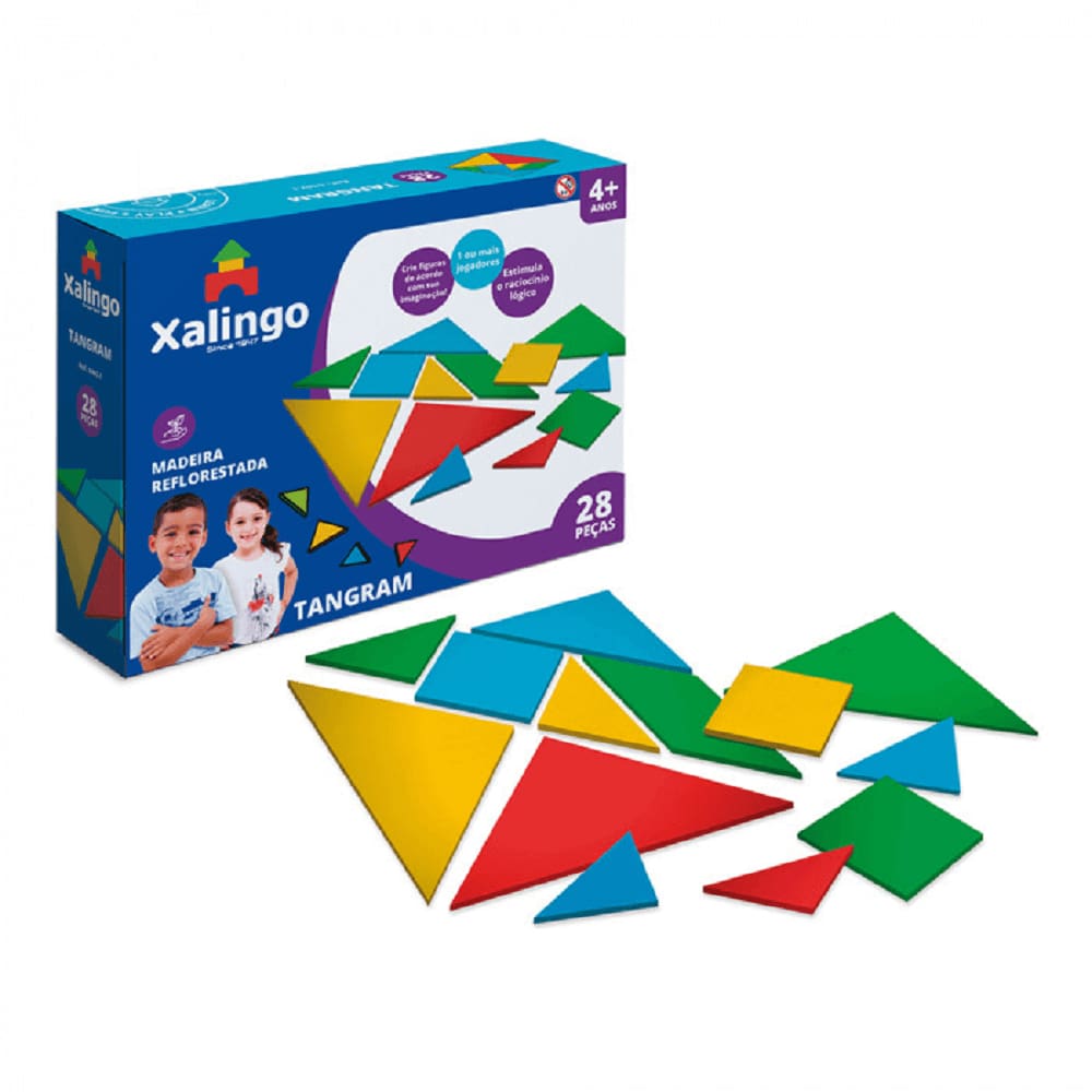 Tangram Com 28 Peças em Madeira Reflorestada 0442.1 - Xalingo