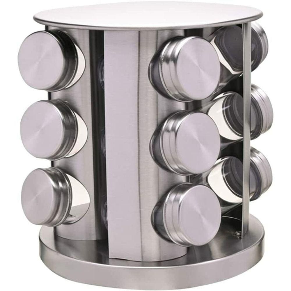 Conjunto Porta Condimentos com Suporte Inox Giratório 12 Peças - Mimo Style