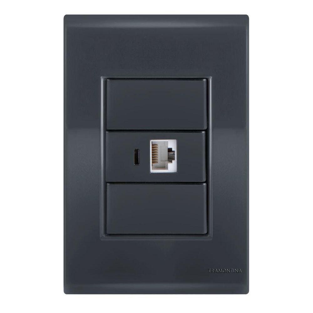 Conjunto 1 Tomada Rede Rj45 - Tramontina Liz Grafite