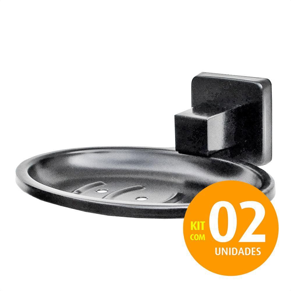 Saboneteira em Inox - Lucca Black 2010 Kit 02un