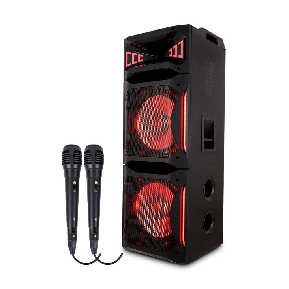 Alto Falante Acústico Ex Bass Flash Lights Philco PCX30000 C/ 02 Microfones