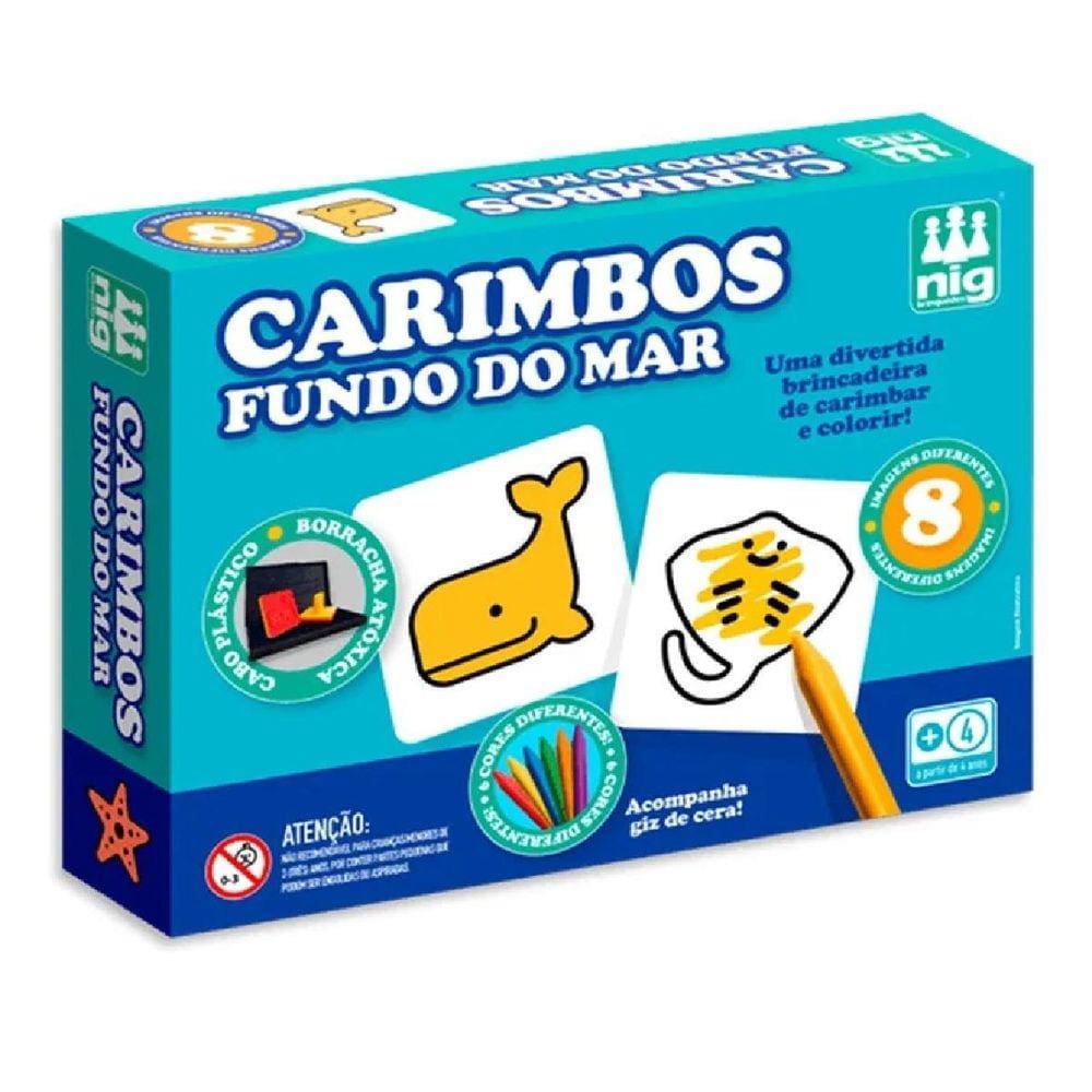 Brinquedo Educativo Carimbos Fundo Do Mar Com Giz De Cera