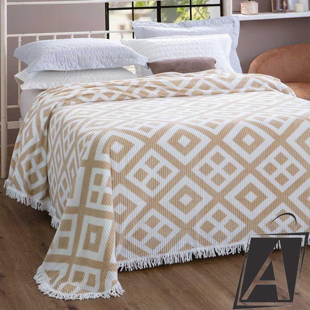Colcha Chenille Jolitex Casal Gabriela Bege