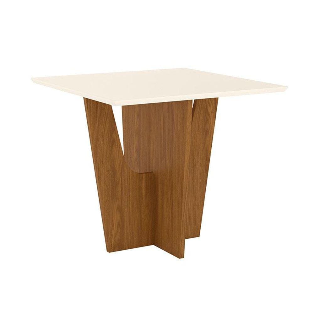 Mesa de Jantar Danielly 90 cm Tampo Reto Nature Off White - Henn