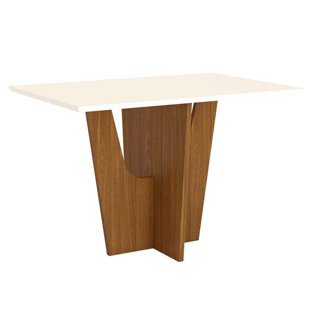 Mesa de Jantar Danielly 120 cm Tampo Reto Nature Off White - Henn