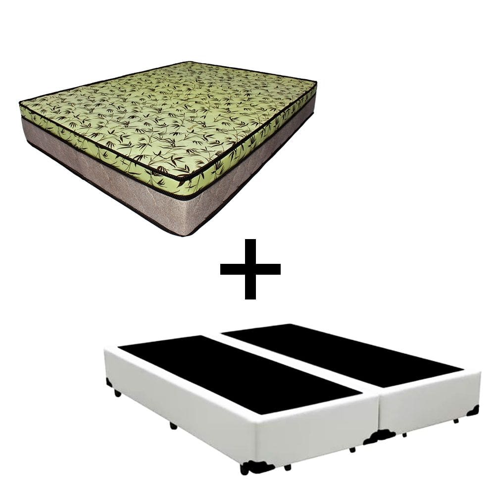 Cama Box Casal 138 Bipartido Tecido Sintético Branco com Colchão Espuma D33 Tokio Bege - Bello Box - 65x138x188
