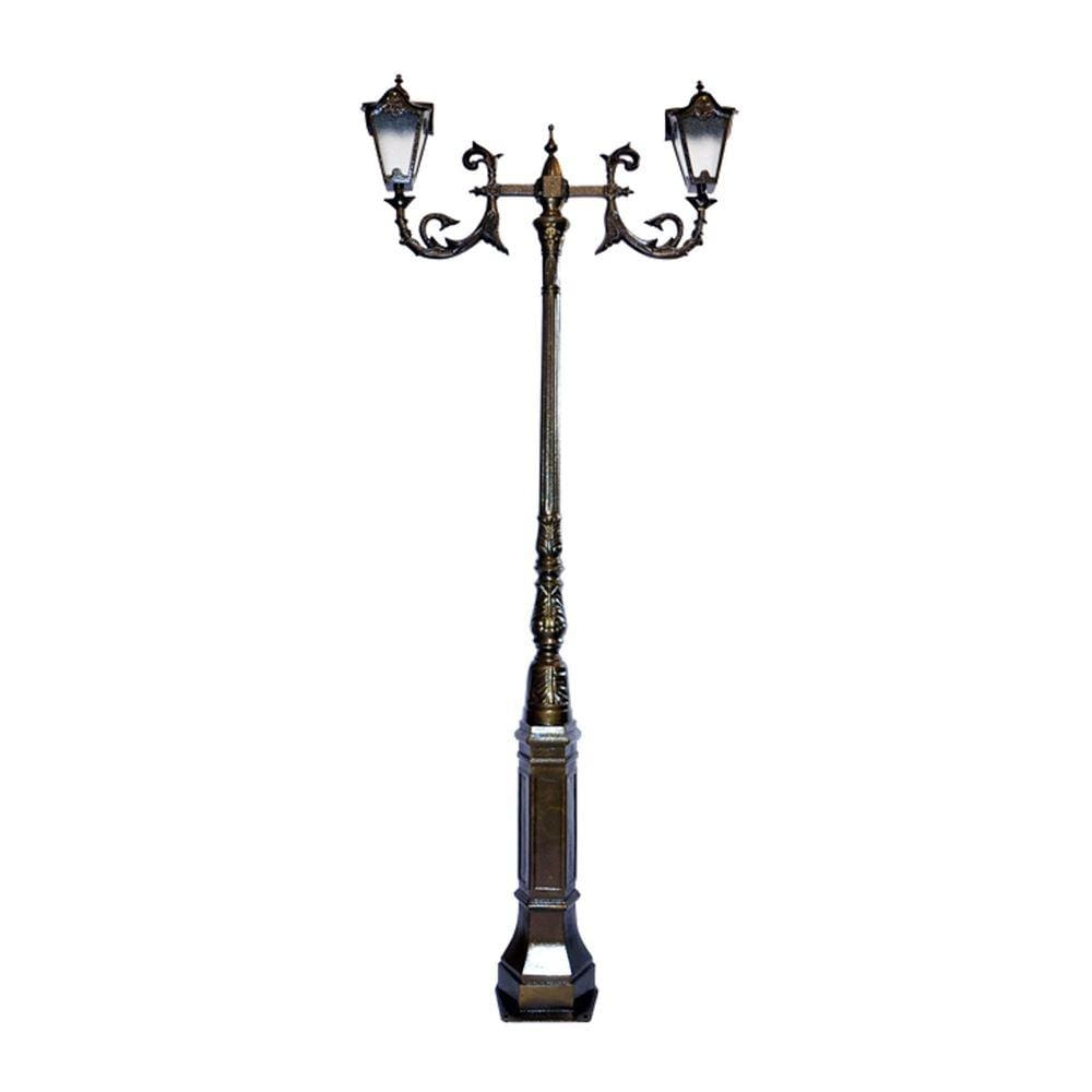 Poste de Jardim Paris 02 Luminárias Genebra Alumínio 304cm