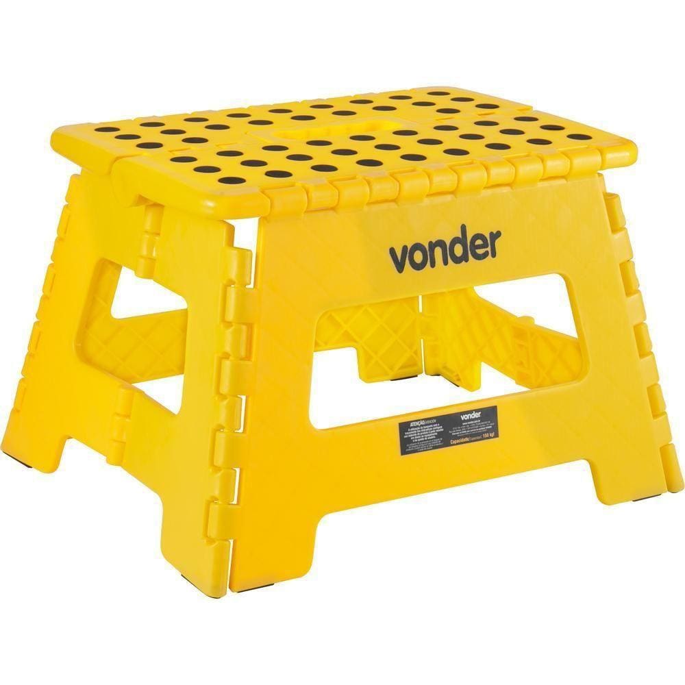 Banqueta Plástica Dobrável Amarela Altura 220 Mm Vonder