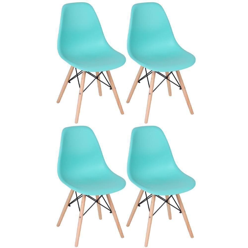 Kit 4 Cadeiras Charles Eames Eiffel Dsw Com Pés De Madeira Clara Verde Tiffany