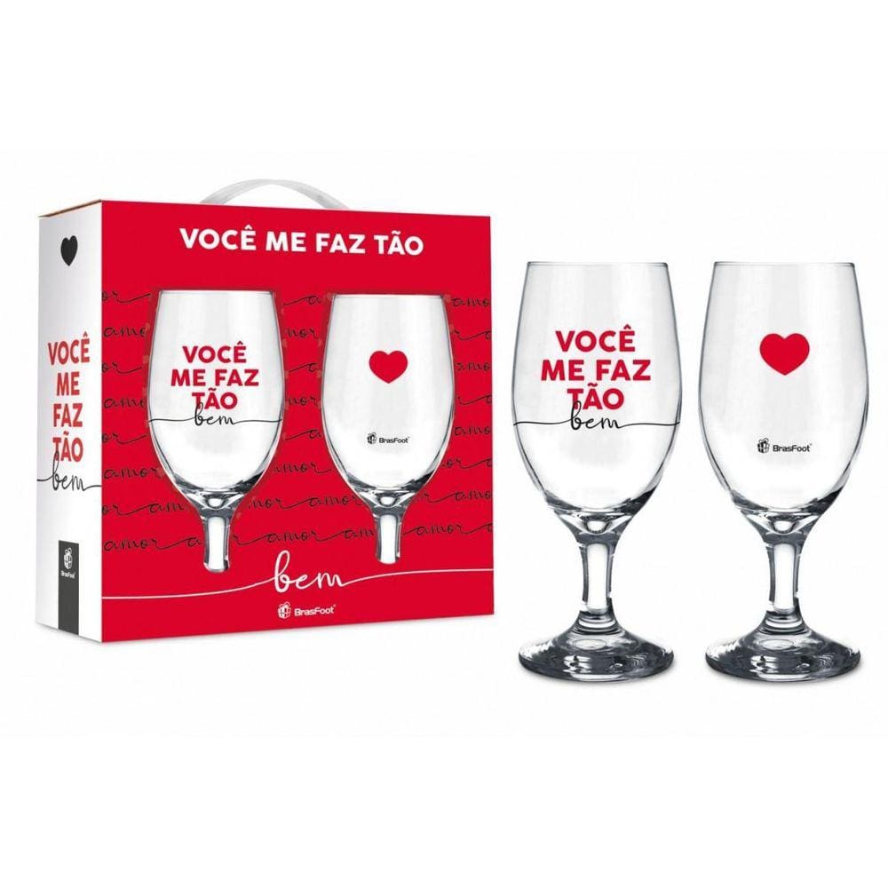 Kit 2 Taças Namorados Na Caixa Você Me Faz Tão Bem Brasfoot