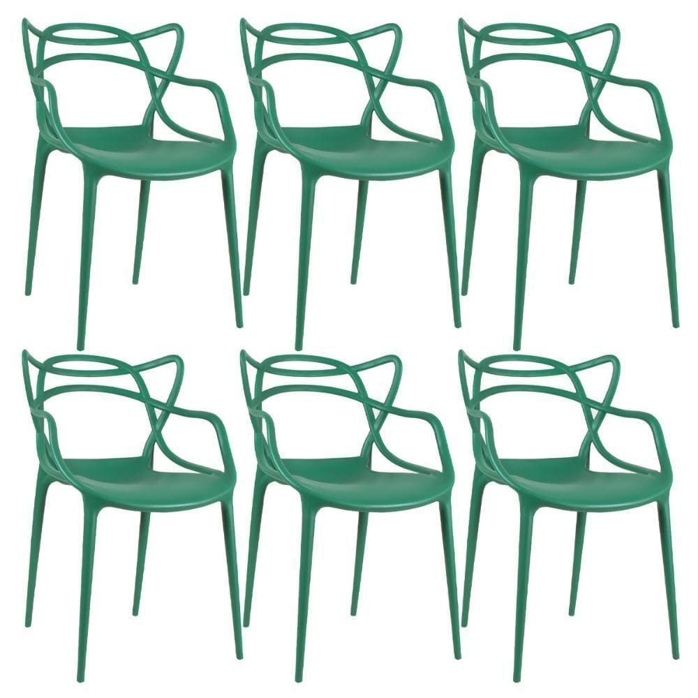 Kit - 6 X Cadeiras Masters Allegra - Verde Escuro