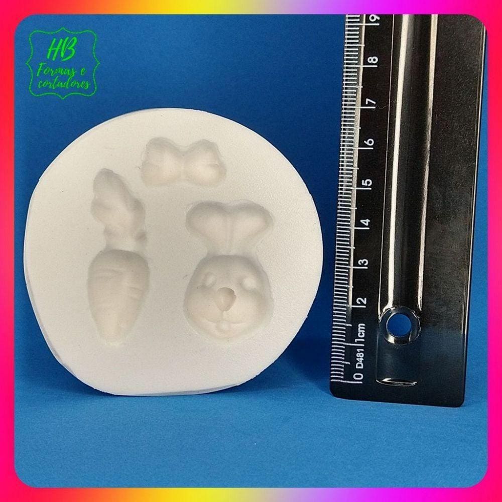 Molde Silicone Coelho Cenoura Laço Páscoa