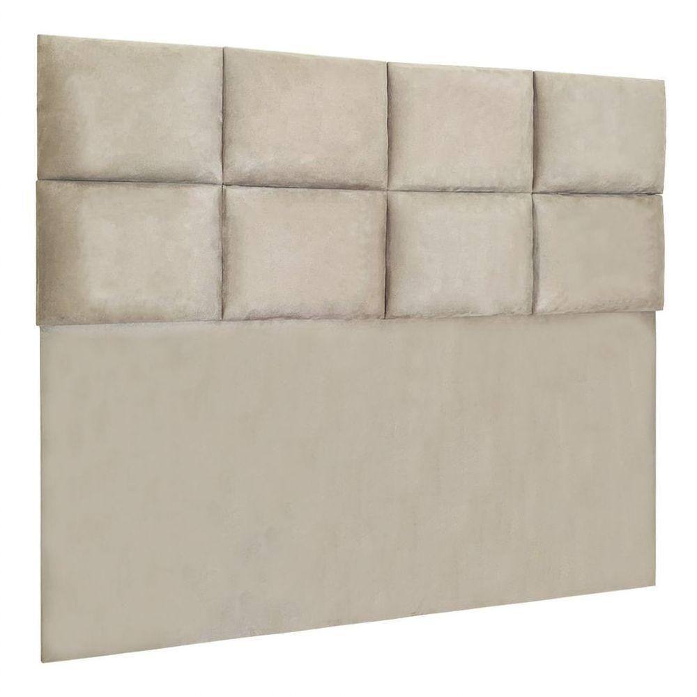 Cabeceira Modulada Queen 1,60m Lorena Suede Cor Bege