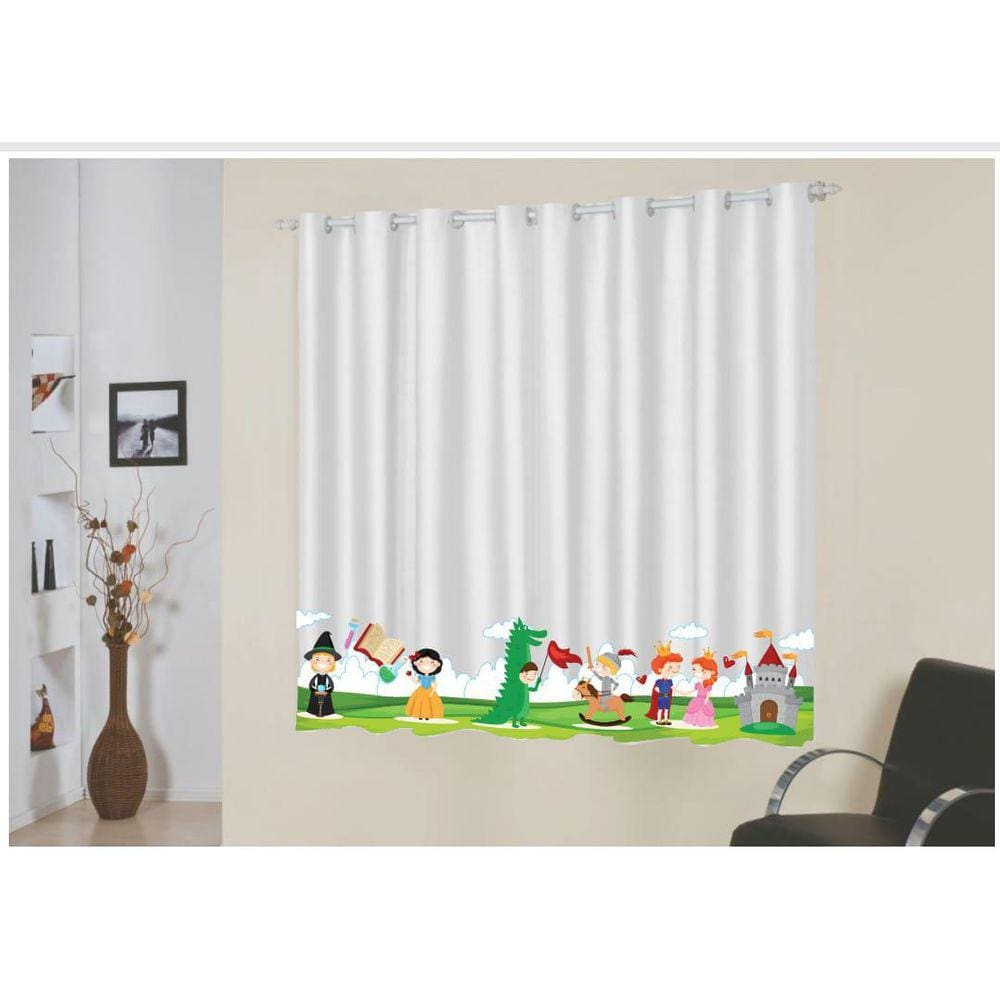 Cortina Infantil Castelo Encantado 2,20MX1,45M Tecido Oxford