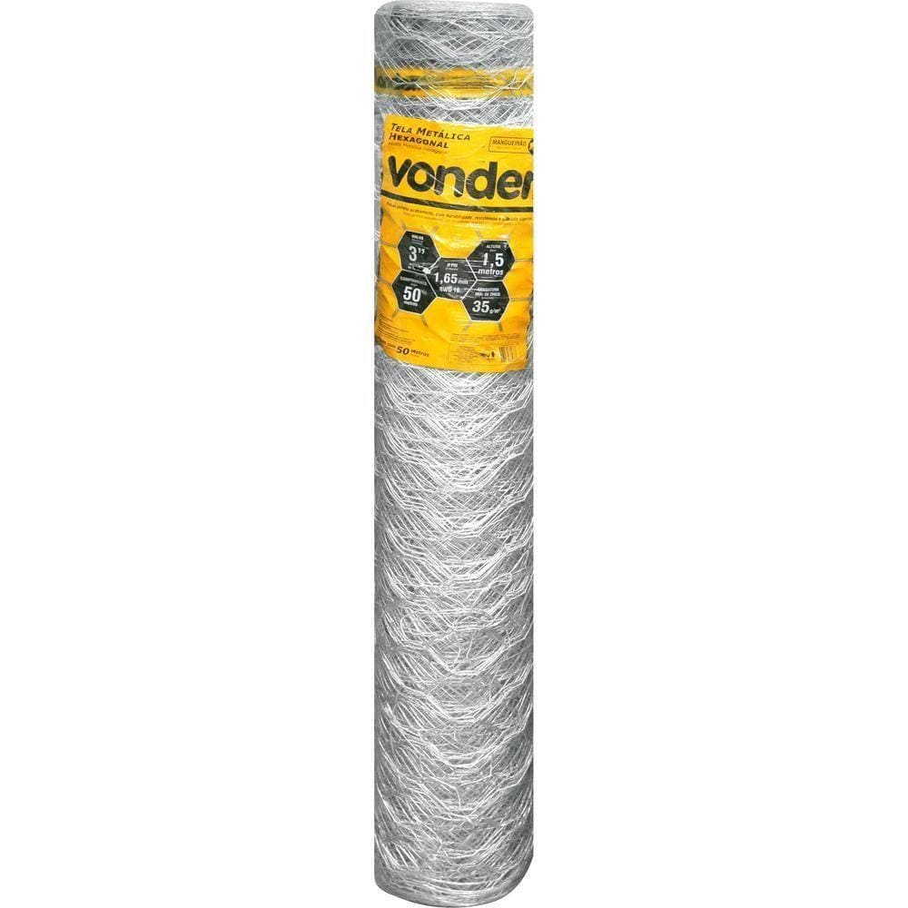 Tela Metálica Mangueirão Hex Malha 3`` Bwg16 1,5m 50m Vonder