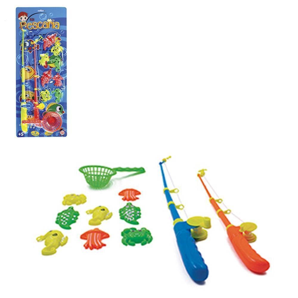 Varinha Pega Peixe Com Passagua 11 Peças Kit Pescaria Colors
