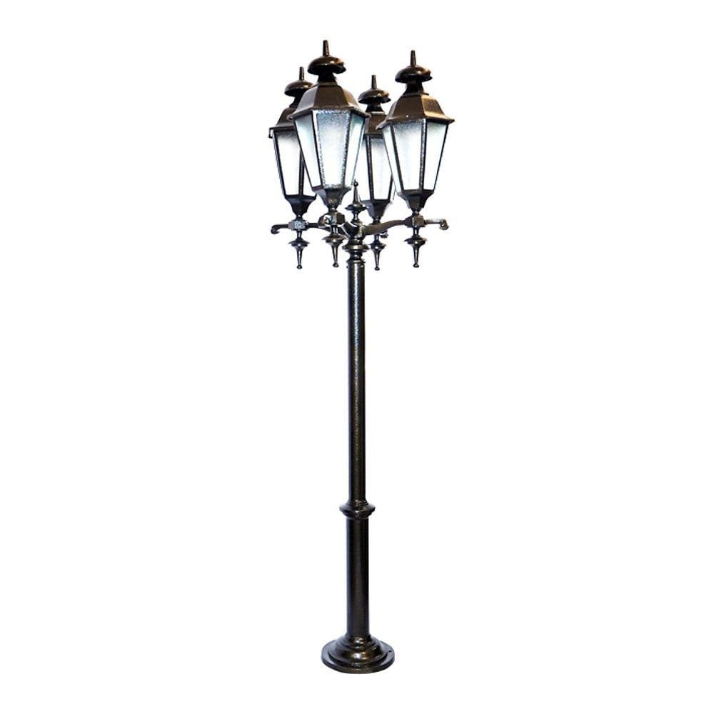 Poste Colonial de Jardim Londres 4 Luminárias Alumínio 252cm