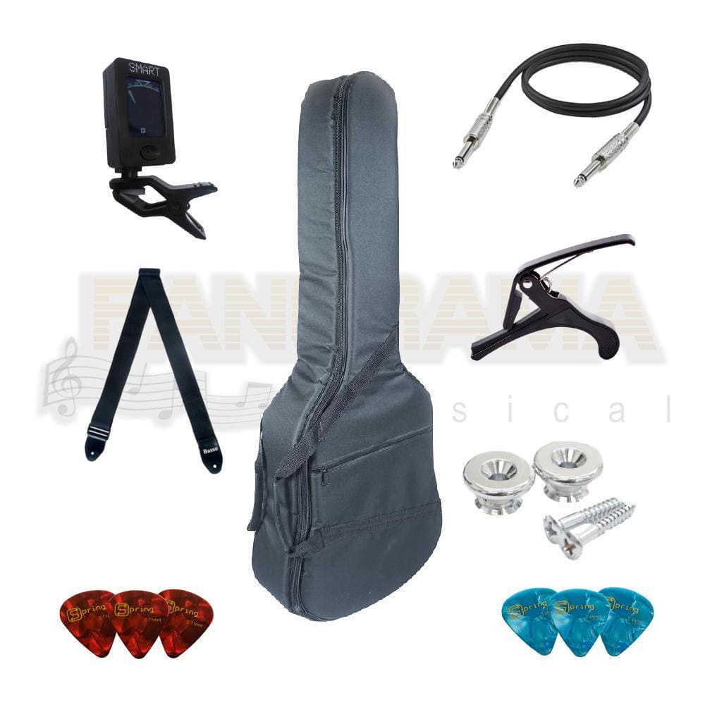 Kit Acessórios Para Violão Folk Elétrico Luxo Kit C/7 Itens