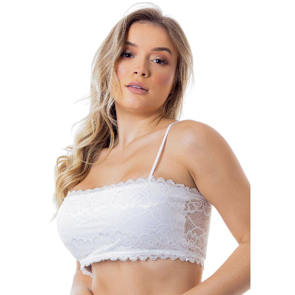 Top faixa rendado com bojo branco