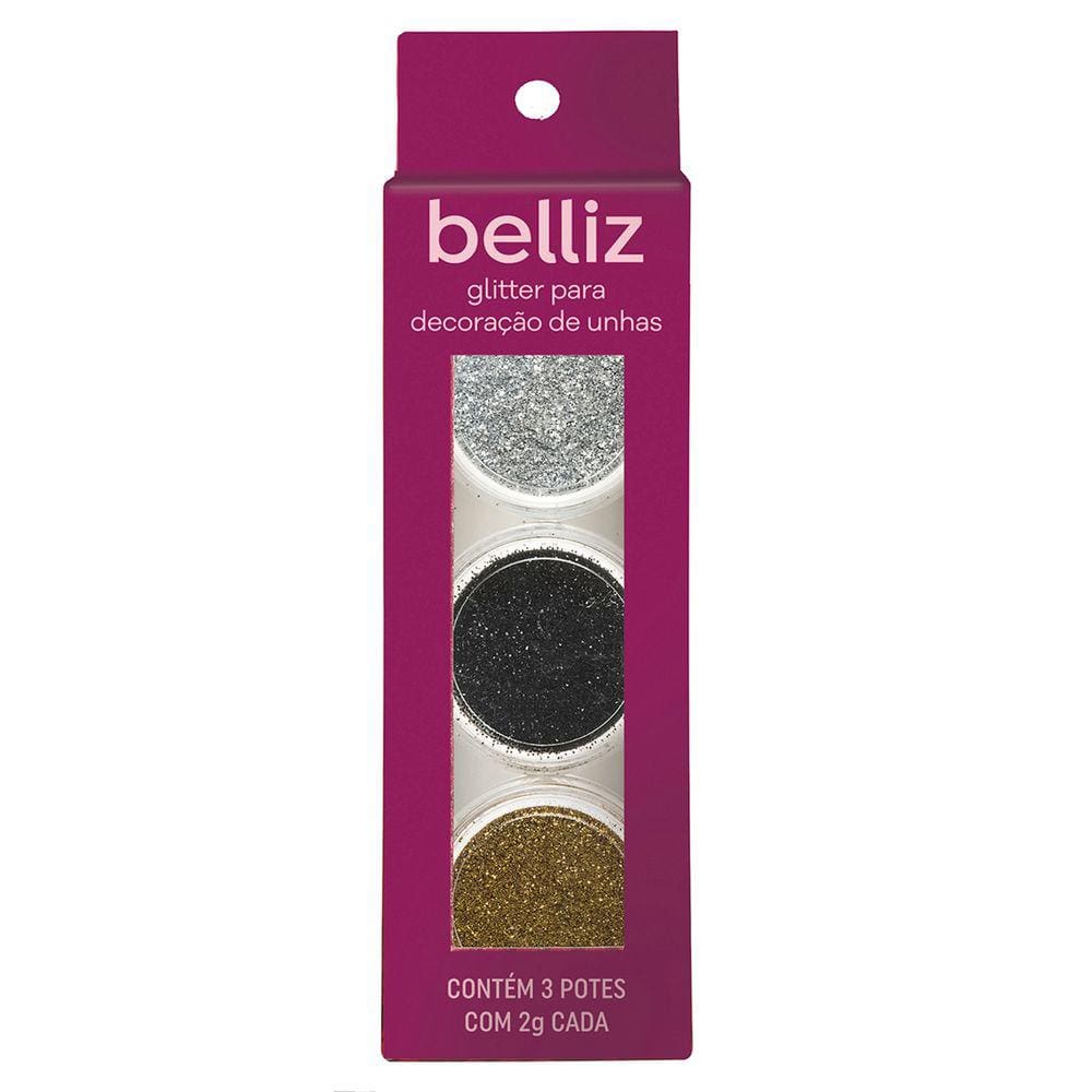 Glitter Belliz P/Decoração Unhas Classic C/3Un Ref:1828