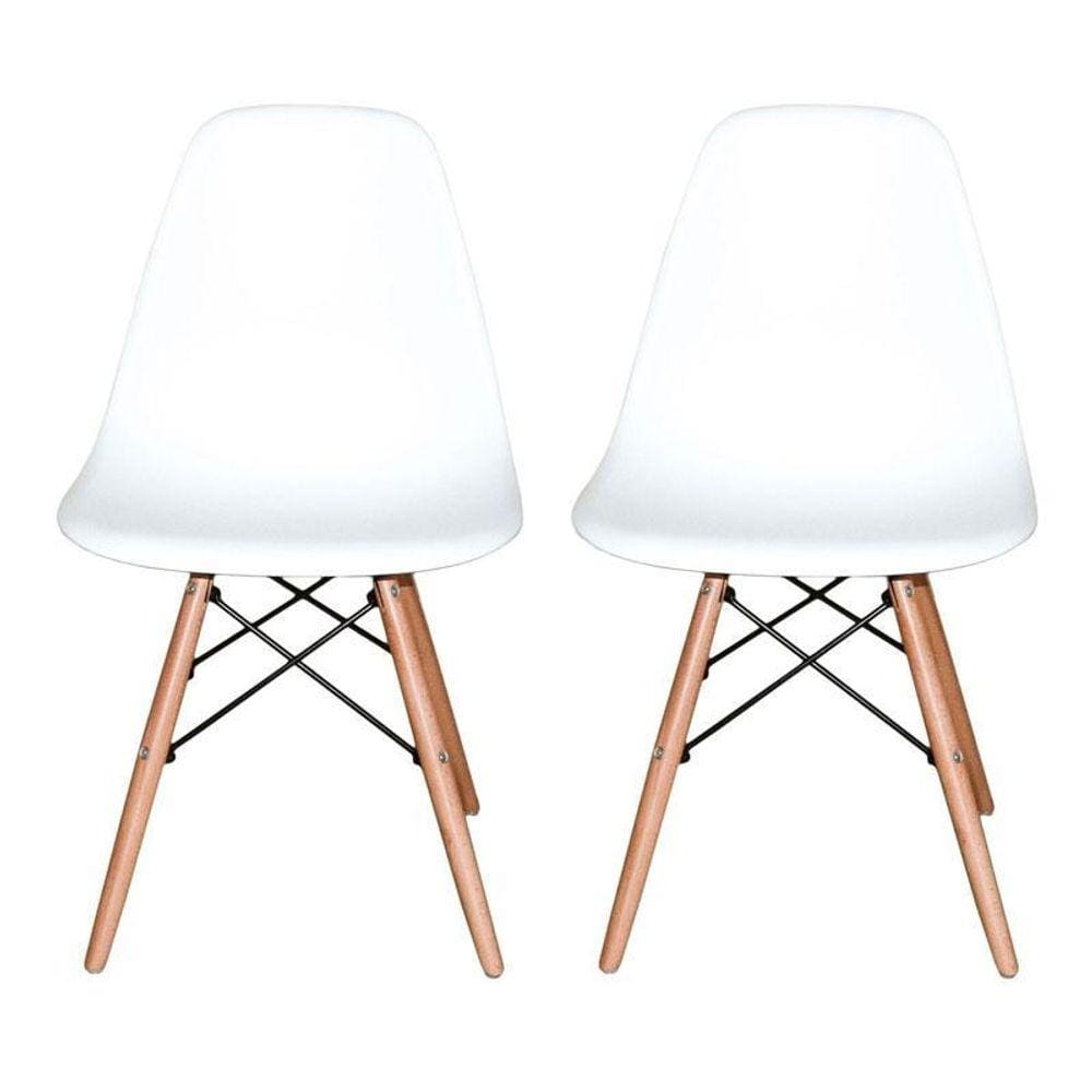Kit Com 2 Cadeiras Charles Eames Eiffel Branco