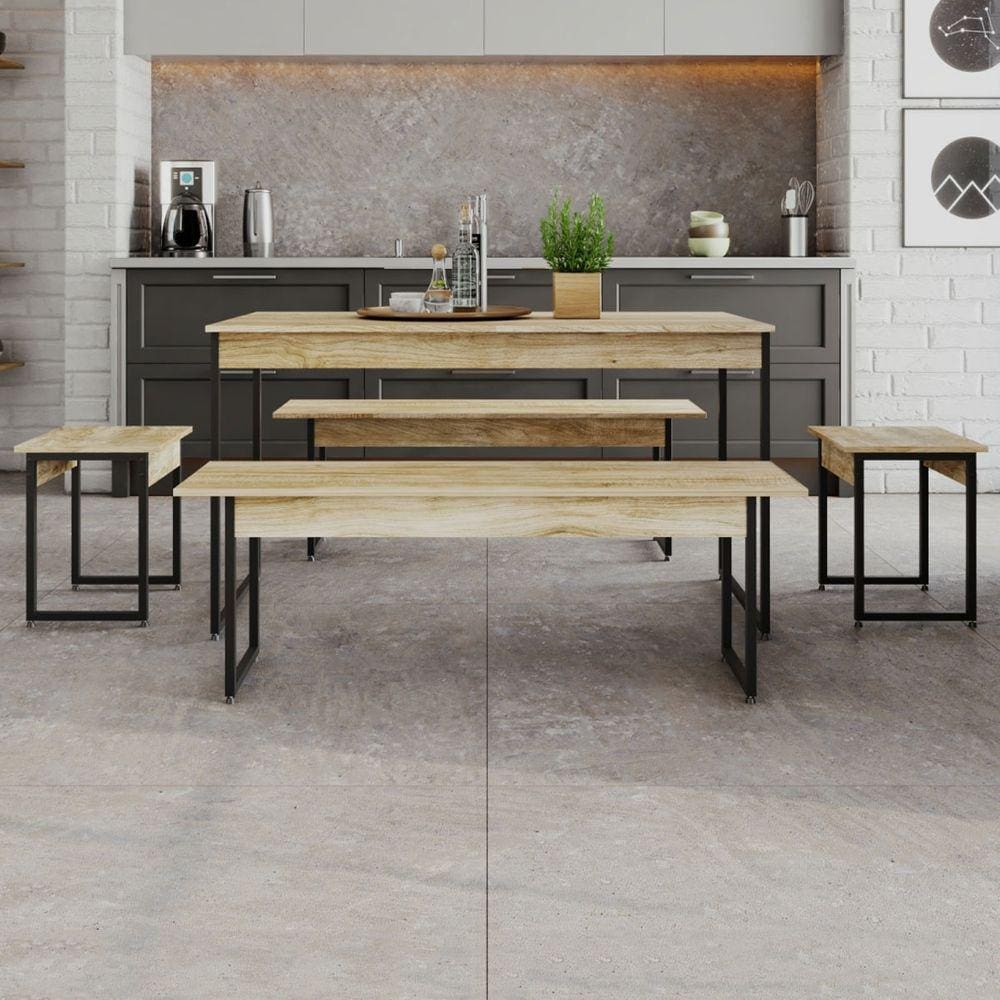 Mesa De Jantar 6 Lugares Carvalho/preto - Compace