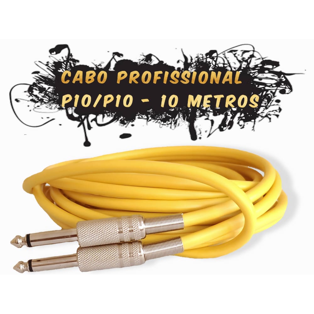 Cabo P10 10 Metros Caixa De Som Violão Guitarra Profissional