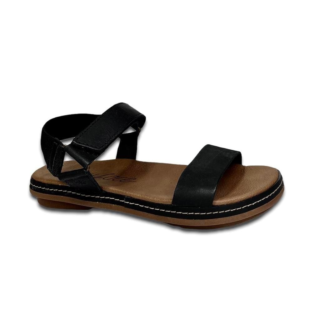 Sandália Feminina Couro Tira Aderente Salto Baixo Casual