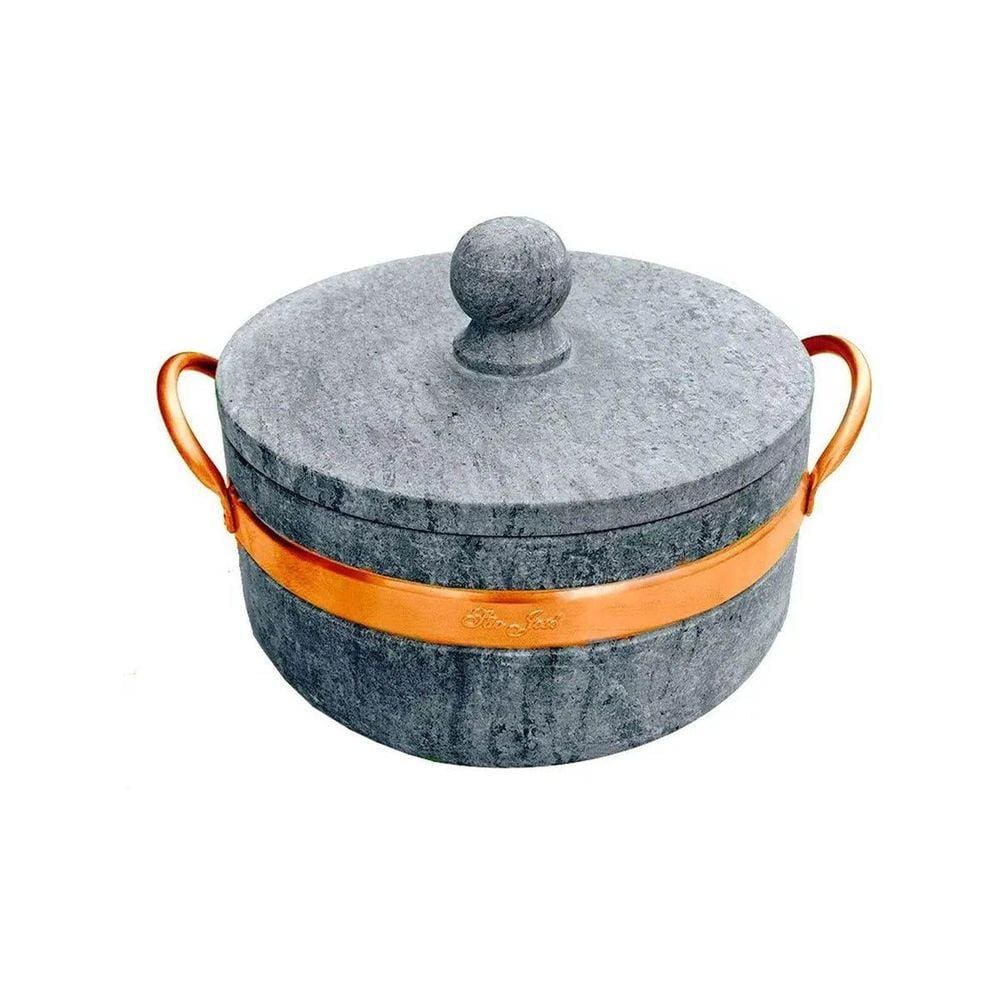 Panela Caçarola De Pedra Sabão Com Alça De Cobre 3,0 Litros