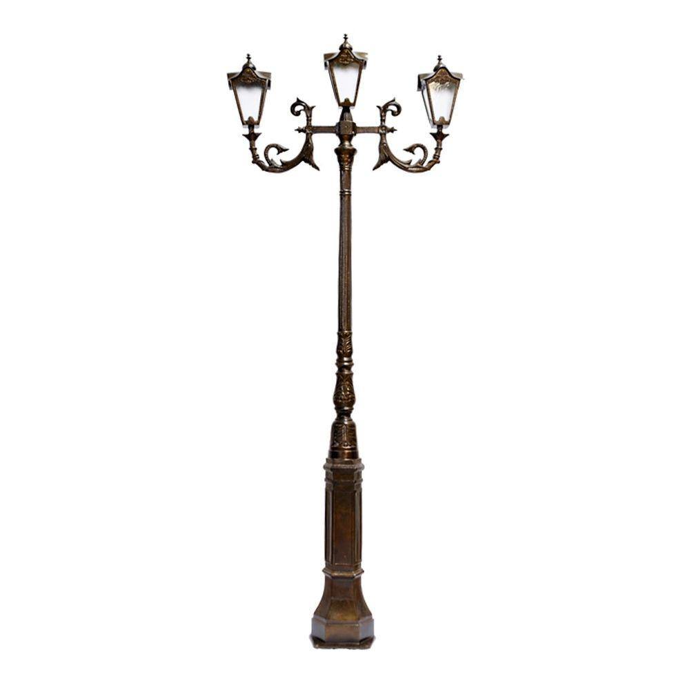 Poste de Jardim Paris 03 Luminárias Genebra Alumínio 314cm