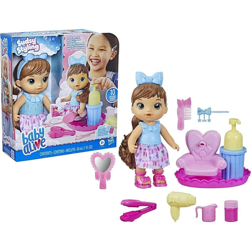 Boneca Baby Alive Sudsy Styling Morena - Hasbro F5113