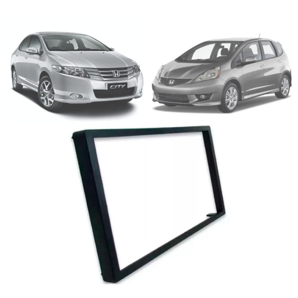 Moldura 2 Din Fiamon Honda Fit 01-12/ City 09-12 Preta