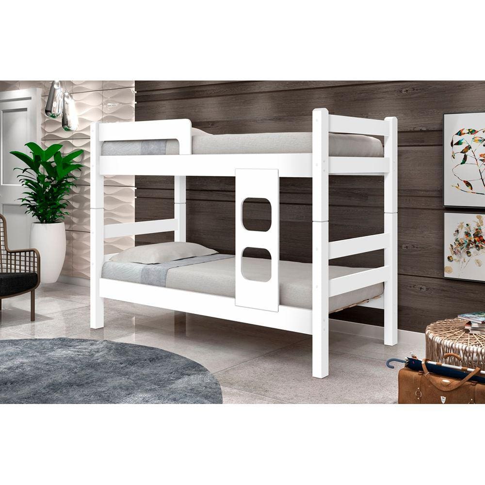 Cama Beliche Solteiro Flora Versátil branco Luke Moveis