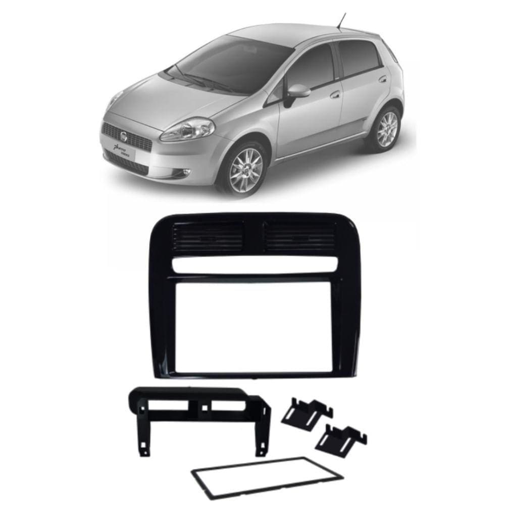Moldura 2 Din Fiamon Fiat Punto 2008 até 2012 Black Piano