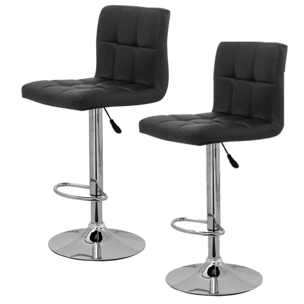 Conjunto 2 Banquetas Gomos Giratoria Estofada Cozinha Preta