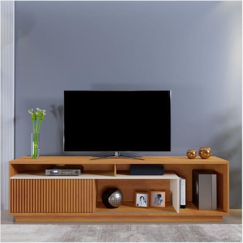 imagem-Rack Granada para Tv de até 75 Polegadas Mavaular Marromlle/Off White - Amarelo