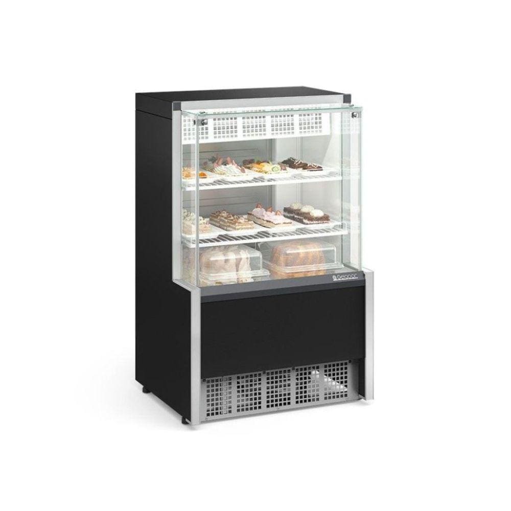 Vitrine Refrigerada Dupla Função Gelopar 0,75cm Preto Linha Aurora Gpea-075R Vidro Reto-127v