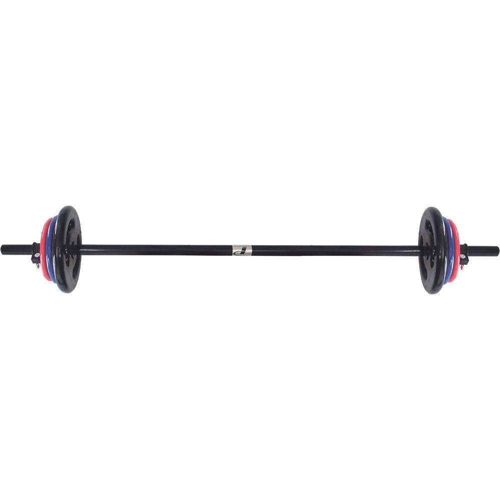 Kit Polipump com Barra Preta com 16kg de anilhas emborrachadas Preta Poli Sports