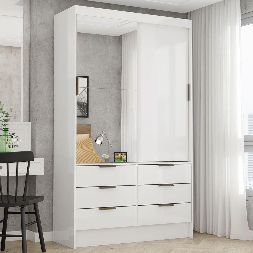 Guarda-roupa Sevilha 2 Portas 6 Gavetas Branco - Carioca Móveis