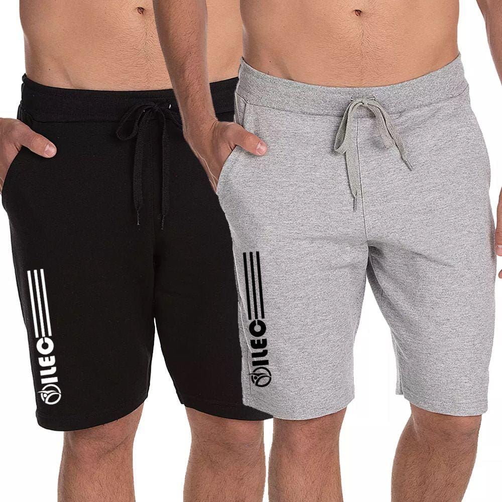 Kit 2 Bermudas Moletom Masculino - Preta | Cinza - Oilec Barras - Lançamento 2022