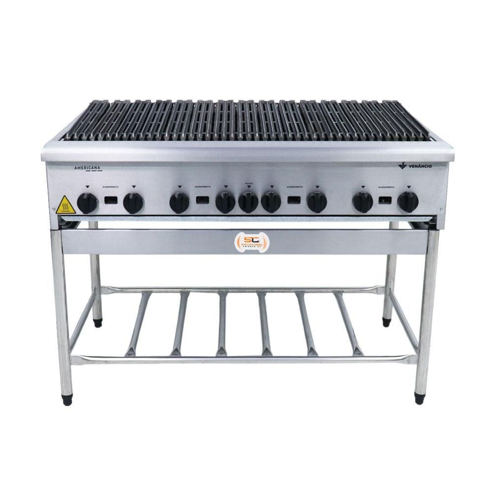 Chapa Charbroiler Americana Grill Churrasqueira 120cm Gás Inox Com Pé Cggp120 - Venâncio