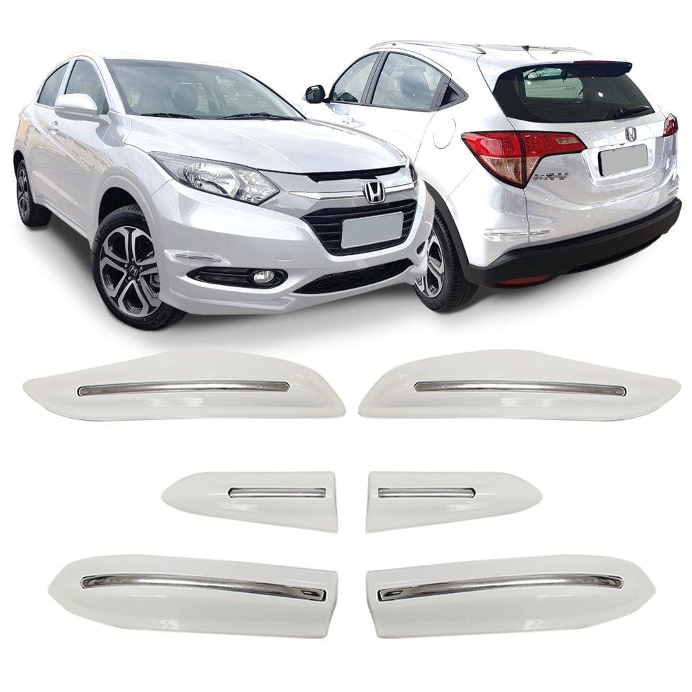 Jogo Protetor Para-choque Friso Honda HR-V 2016 a 2022 Branco Taffetá com Filete Cromado 6 Peças