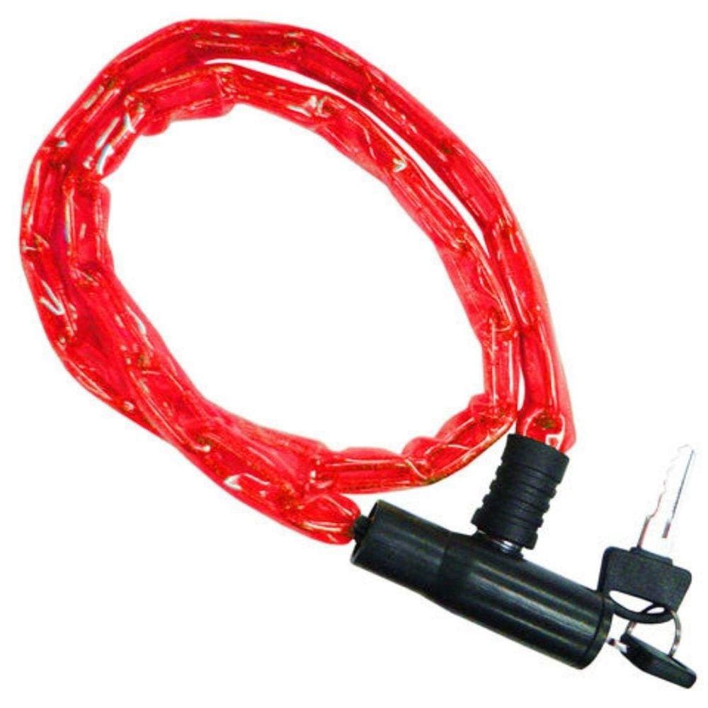Cadeado Corrente Tranca Bike Chave Bicicleta Moto Vermelho
