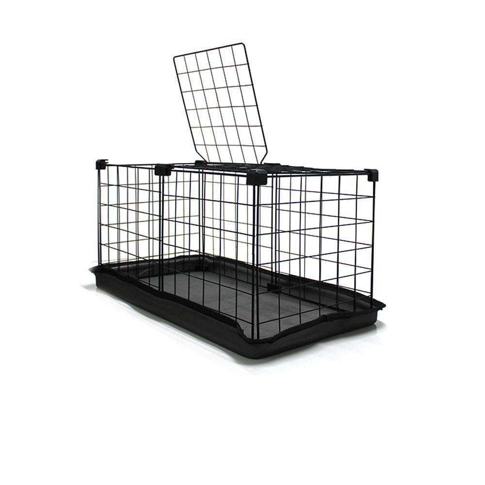 Cercado para Porquinho da Índia 30x60x30cm com Teto e Tapete Bandeja Higiênico Aramado Pet Preto