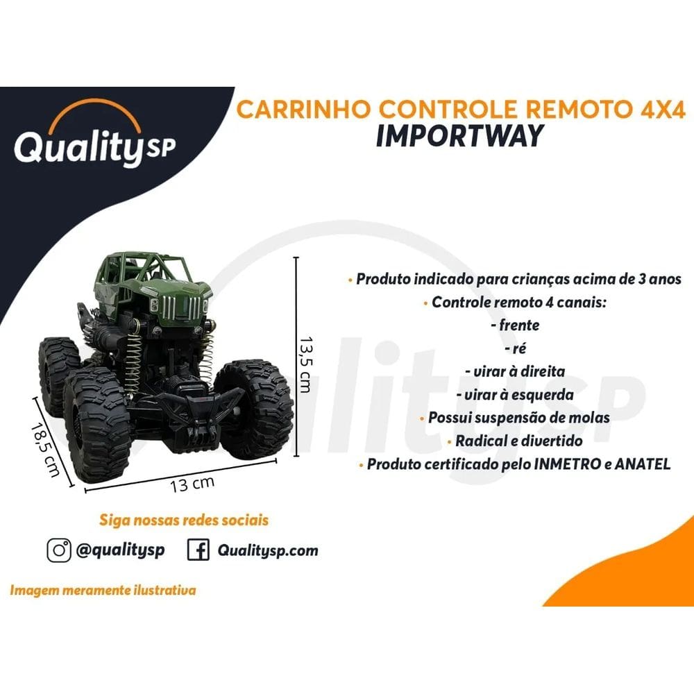 Carrinho De Controle Remoto 4x4 Off Road Drift Maluco